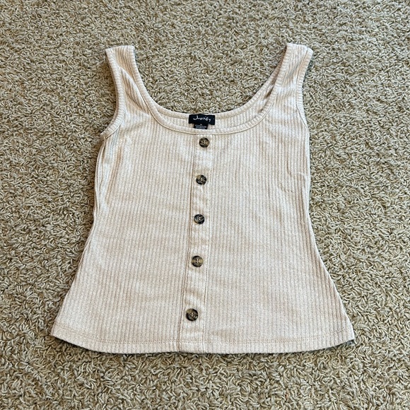 Justify- Cream Tank Top w/ Buttons - Picture 1 of 2